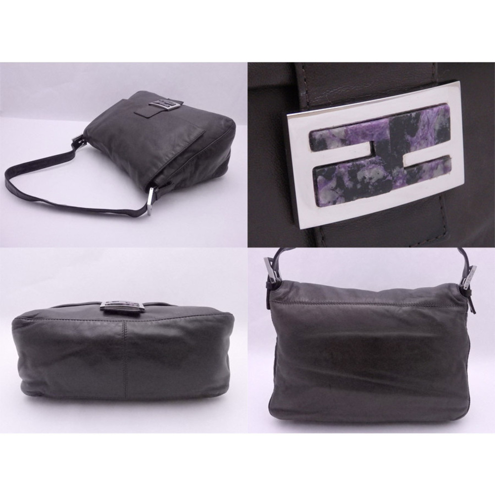 Fendi Black Bag Brown Dark Bucket Shoulder Mamma Leather